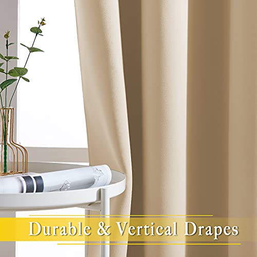 NICETOWN Sliding Door Blinds Window Treatment, Blackout Patio Door Curtain Panels, Privacy Thermal Drapes for Department (Biscotti Beige, W80 x L84)