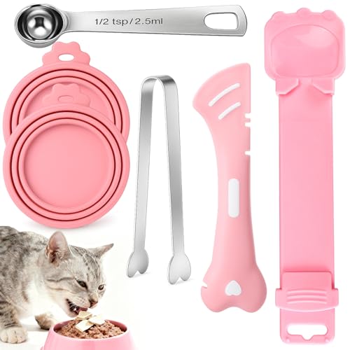 AIERSA Cat Food Can Lid Set, Includes Treat Squeeze Spoon