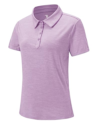 Rdruko Women's Golf Polo Shirts Short Sleeve Dry Fit Collared Work Tennis Tops UPF 50+ Lightweight Athletic T Shirts, Purple, XXL