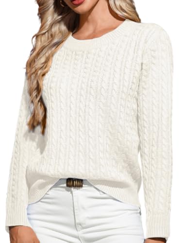 Women's Dressy Fitted Cable Knit Sweater Lightweight Soft Classic Casual Pullover Trendy Fall Outfits