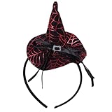 Totelux Halloween Witch Hat Headband Spider Web Hair Hoop Hair Accessories for Women Halloween Party Supplies Decoration Red Black