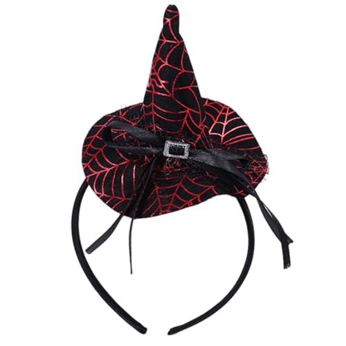 Totelux Halloween Witch Hat Headband Spider Web Hair Hoop Hair Accessories for Women Halloween Party Supplies Decoration Red Black