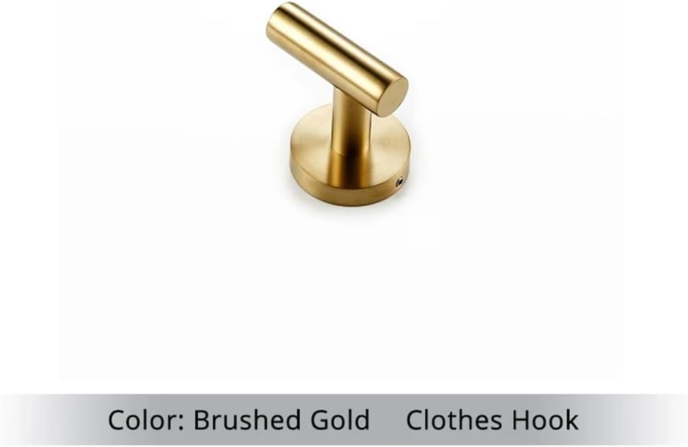 Bathroom Accessories Kit Chrome Stainless Steel Black Gold Round Wall Mounted Hand Towel Bar Toilet Paper Holder Robe Hooks(BG-Clothes Hook)