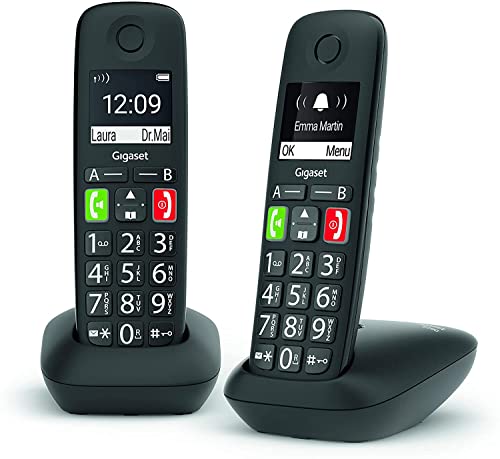 Gigaset E290 - Teléfono Fijo Inalámbrico con Teclas Grandes - Perfecto para personas mayores - Pantalla de Alta Visibilidad - Manos Libres - Compatible con audífonos - Pack de 2 Unidades Cover