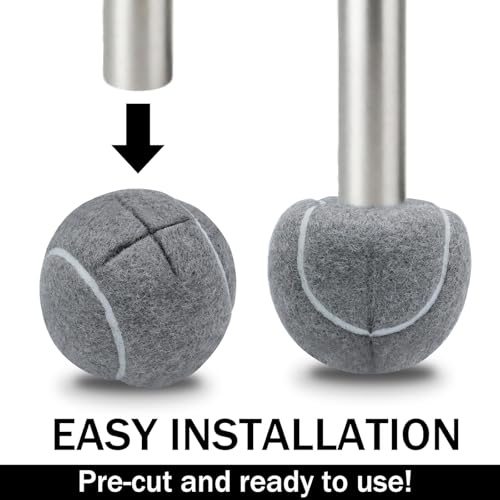 Image of SHYUJAJIE 4 PCS Precut Walker Tennis Balls for Furniture Legs and Floor Protection, Heavy Duty Long Lasting Felt Pad Glide Coverings for Chair (Grey)