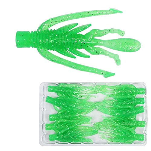 LKJYBG 10 Stück weiche Angelköder-Kits ohne Haken, künstliche weiche Angelköder, gemischtes Set, lebensechte Lockenschwanz-Fischköder, gemischtes Universal-Köder-Kit 10# hellgrün Cover