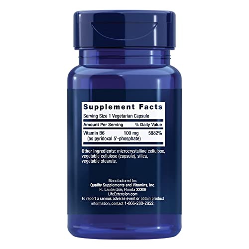 Life Extension Pyridoxal 5'-Phosphate Caps—Vitamin B6, 100 mg, Bioactive B6 for Cardiovascular, Kidney & Nerve Health—Gluten-Free, Non-GMO, Vegetarian—60 Vegetarian Capsules - image 2