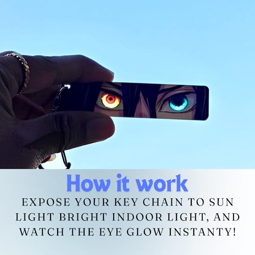 Image of Dem-on Slayer Anime Acrylic Glowing Eyes Keychain | Luminous Eye Glow Key Ring | Premium Otaku Accessory for Bags, Bikes, Cars, Backpacks & Key Holder