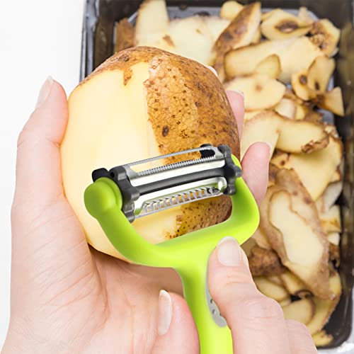 Defutay Vegetable Peelers For Kitchen, 3 In 1 Potato Peelers Stainless Steel Professional Peeler For Potato, Apples, Carrots, Cucumber And Various Vegetables And Fruits (Green-2Pc) #TOP6