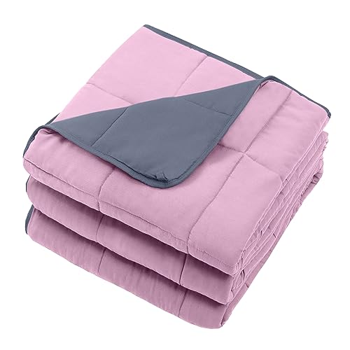 Weighted Blanket for Adults 20lbs, 48"x72", Twin Full Size Cooling Heavy Throw Blanket for 130-220lbs, Microfiber Soft Thick Big Blankets Weighted Comforter Gift for Sleeping, Pink Grey