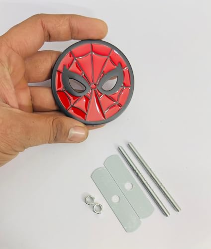 Image of Emblems for Car & Bike Metal Lo.go and Grill Me.tal Lo.go, Auto Accessories for Car Emblem 3D Badge Auto Racing Sport Sticker Grand Tourer Decal. (Black RED Spiderman Grill Logo)