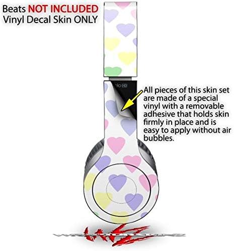 Skin Decal Wrap Works with Original Beats Solo HD Headphones Pastel Hearts on White Skin Only (Headphones NOT Included)