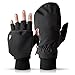 Produktbild Heat 2 Fingerlose Handschuhe und Fäustlinge Kombination, warme Winterhandschuhe gegen den Wind und Kälte im Winter  Sporthandschuhe, Fahrradhandschuhe Damen, Herren, schwarz, Large