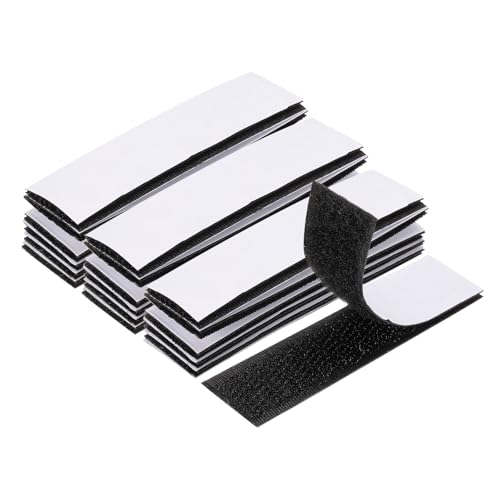 Image of HARFINGTON 36set Hook and Loop Strips with Adhesive 0.8 inchx3 inch Double Sided Hook and Loop Tape Nylon Self Sticky Fastener for Home Office Car, Black
