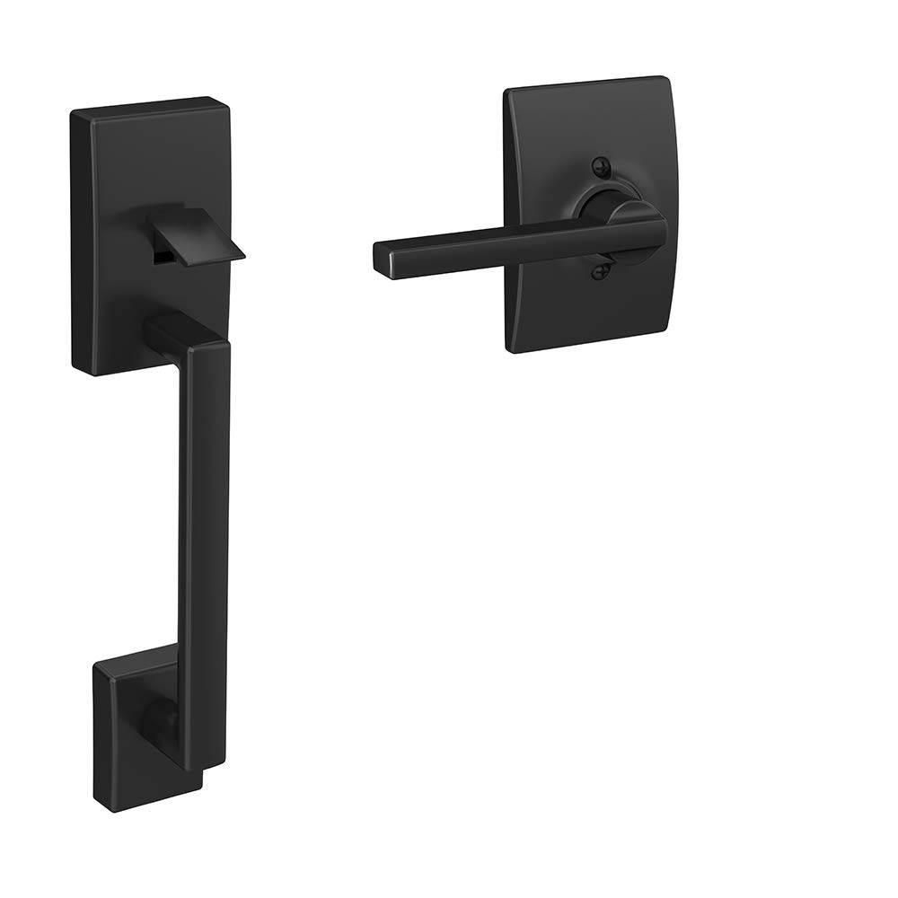 SCHLAGEFE285 CEN 622 LAT CEN Century Front Entry Handleset with Latitude Lever, Lower Half Grip, Matte Black