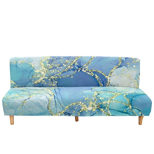 Hiseng Mármol 3D Funda para Sofá Cama sin Brazos Clic Clac Elastica Funda Protectora para Sofá Plegable sin Reposabrazos 2-3 Plazas Escudo De Sofá Cama Completo Elástico (Azul,190-230cm)