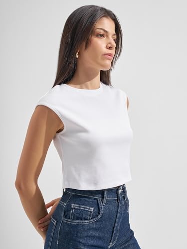 Image of Tokyo Talkies Women Pure Cotton Tops for Woman|Regular Fit Slim fit Crop Tops for Women Western|Top Tshirt for Women Stylish Western|Suitable for Casual and Workwear
