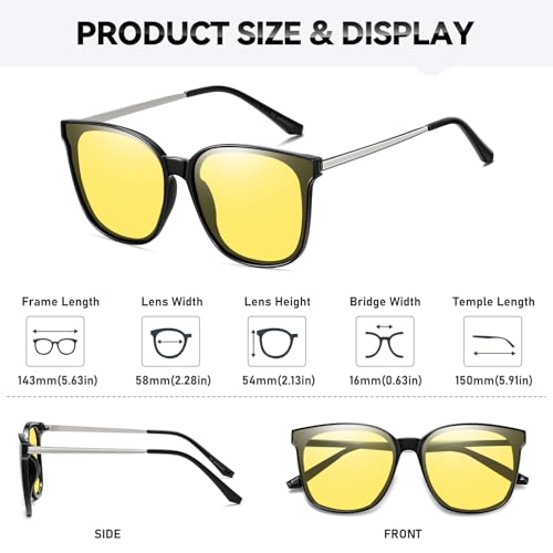 Image of HAOLOTA Night Vision Glasses for Driving Anti Glare, Polarized Nighttime Safety Glasses for Women Men UV400 Protection