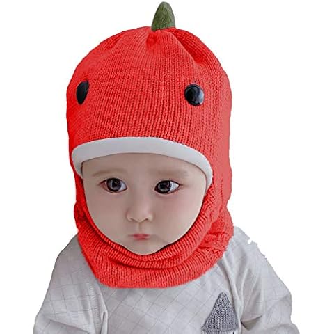 Wxllzlife Baby Girls Winter Hat Boys Warm Scarf Hat Kids Thick Earflap Hood Cap with Ear 3M-26M Red Cover