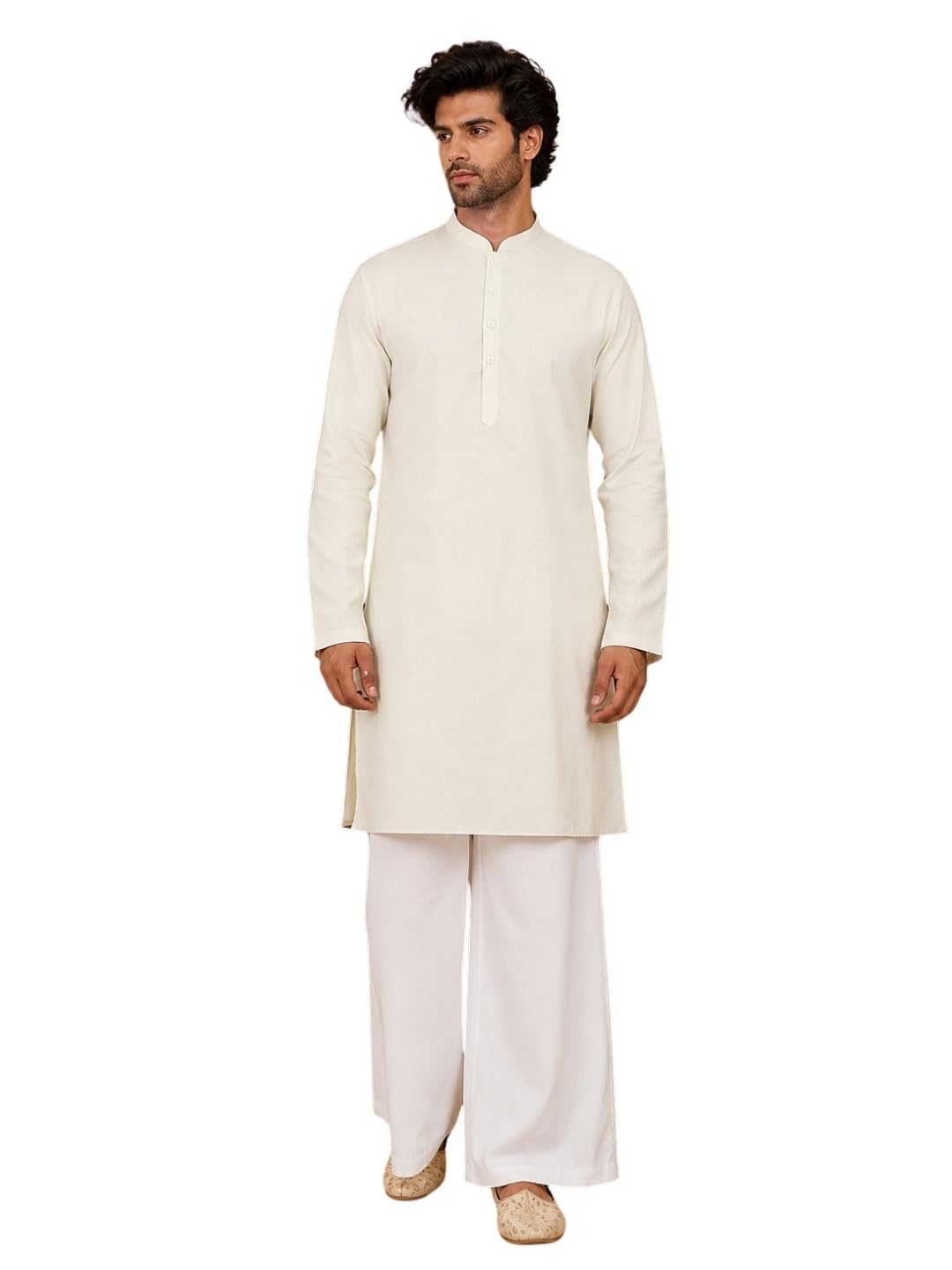 see designs Men's Full Sleeve Mandarin Collar Cotton Straight Kurta with Flare Pyjama-picture-28