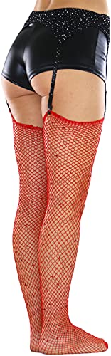 Image of ToBeInStyle Women's Seductive Punk Rock Basic Unfinished Rawedge Fishnet Thigh Highs