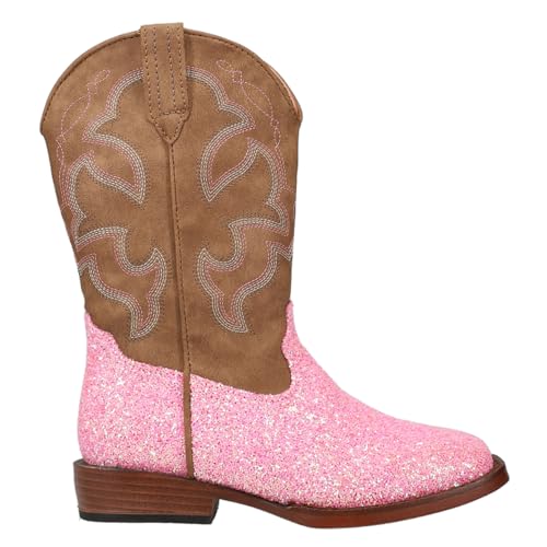 ROPER Kids Girls Glitter Square Toe Pull On Casual Boots Mid Calf - Pink