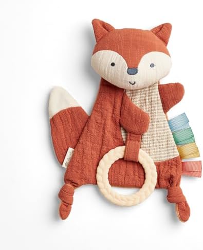Itzy Ritzy Bitzy Crinkle Sensory Toy with Teething Toy, 0 Months & Up (Fox)