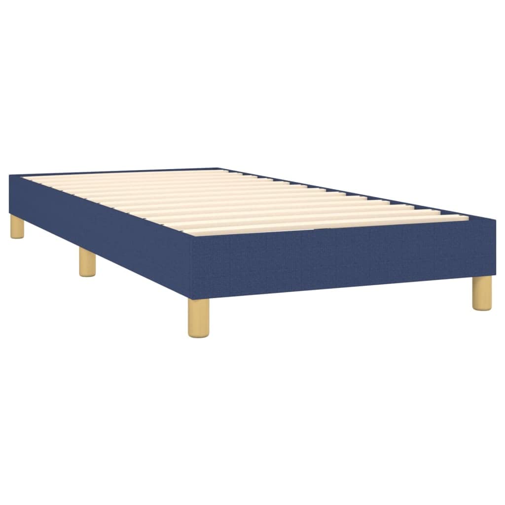 Sommier à Lattes avec Matelas Bleu 90x200 cm Tissu Ensemble lit Complet avec tête de lit réglable pour Chambre à Coucher Adulte Adolescent