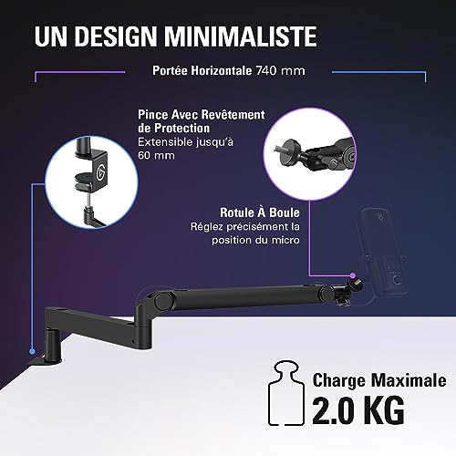 Perche de micro Elgato Wave Mic Arm LP pour libérer l'espace visuel devant vos écrans
