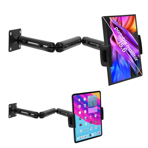 Tablet Wall Mount Holder for ipad,Portable Monitor Stand Holder for 15.6''Max,Aluminum Alloy 3