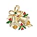 Christmas Gifts Christmas Bells Bow Ribbon Brooch Pin Crystal Gold Plated