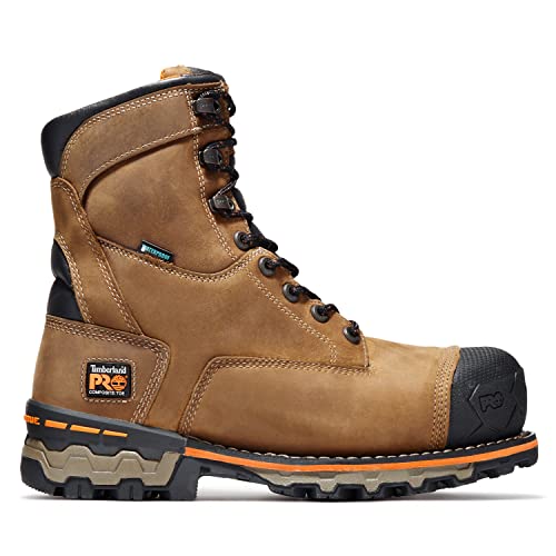Timberland PRO Timberland PRO Men's Boondock 8 Inch Composite Safety Toe Waterproof Industrial Work Boot, Brown Oiled Distressed Leather, 9 M US