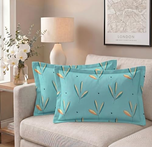 Image of VAS COLLECTIONS Cotton Pillow Cover Set of 2 (17x27 Inches) | Ultra Soft Breathable Pillow Cases for Bed | Skin Friendly, Fade Resistant & Comfortable Pillow Covers for Bedroom Decor (Light Green)