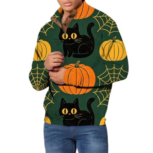 Sudadera con estampado 3D para hombre con cremallera y cuello alto