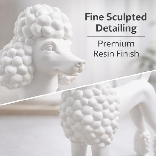 Caniche en résine blanche figurine moderne salon 20cm - 4