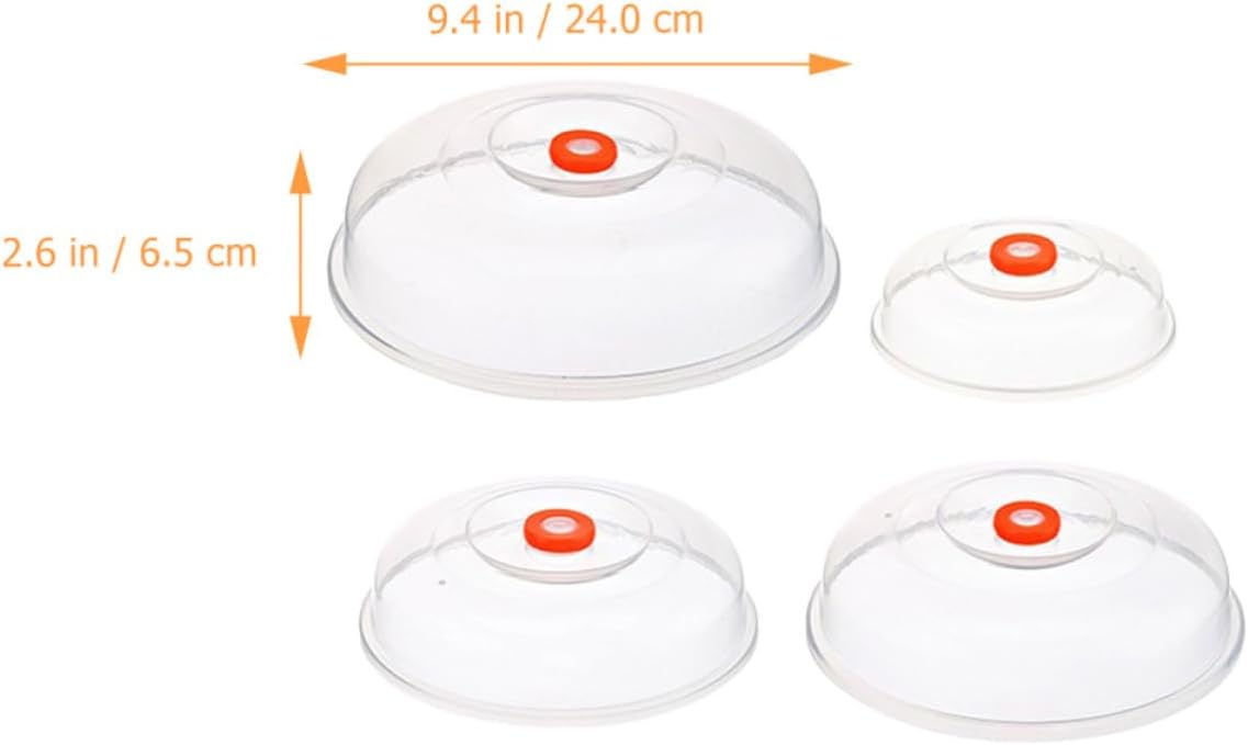 Kichvoe Microwave Splatter Guard Food Covers Set, 4 Microwave Plate Lids for Kitchen, Oven Food Protection, Dustproof Splash Shield for Home Cooking