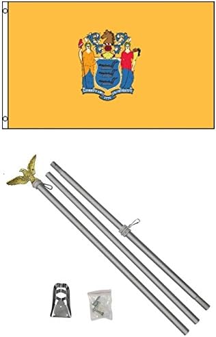 NEW 3'x5' NEW JERSEY State Flags Polyester w/ 6' Aluminum POLE Kits