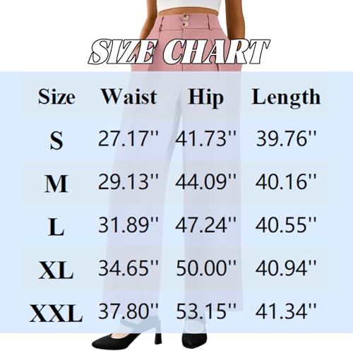 Wide Leg Dress Pants for Women Business Casual High Waisted Pants Elastic Waist Office Work Pant Slacks with Pockets3