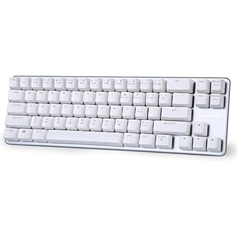 Qisan Tastatur Mechanische Wired Keyboard OUTEMU Blue Switch 68-Tasten Mini-Design Gaming-Tastatur Weiß Silber Magicforce Cover