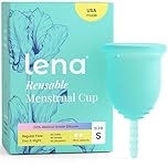 Lena Menstrual Cup Original – Reusable Silicone Period Cup for Regular Flow, 12-Hour Leak-Free Protection, Soft & Comfortable, Beginner-Friendly Design - Small, Turquoise