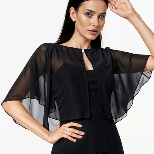 Chiffon Shawl Wraps Shrug Capelets for Women's Soft Bolero Cover Up Wedding Capes Elegant Bridal Accessories2