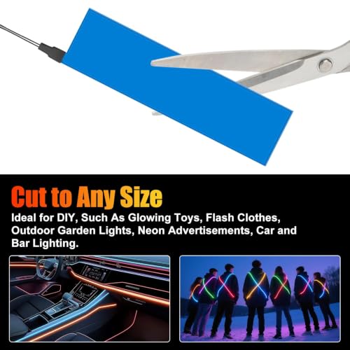 Image of Flexible Led Panel 5x30 cm Blue,Electroluminescent Panel Sheet EL Tape Cuttable Soft for Mask Eye Cosplay Party Decor DIY-Continuous /Slow Flash /Fast Strobe