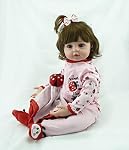 TERABITHIA 18inches 46cm Realistic Adorable Ladybird Princess Baby Girl Doll in Silicone Vinyl Long Curly Hair Stuffed Cloth Body Reborn Newborn Dolls Children's Day Gift