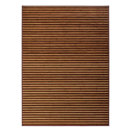 LOLAhome Alfombra de bambú Marrón y Natural de 180x250 cm, Antideslizante, Anti Manchas, Resistente a la Humedad, para Salón, Dormitorio, Cocina, Baño, Pasillo, Garaje