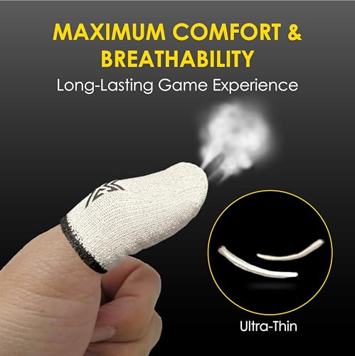 6 Pack Mobile Gaming Corps ClawSocks Phone Gaming Finger Sleeves - Silver White Thread