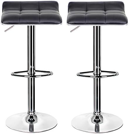 Joolihome Bar Stools Set of 2 pcs, Height Adjustable Bar Chairs with Footrest and 360° Swivel Gas Lift, Breakfast Dining Stools for Home, Kitchen, Counter, Office, Cafe (Black, PU)
