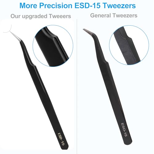 YHYZ 3PCS Precision Tweezers Set, Premium Stainless Steel Anti-Static ESD Tweezes, Suitable for Tweezers, for Craft, Electronic, Soldering, Model, Hobby, Jewelry Making Laboratory - Image 4