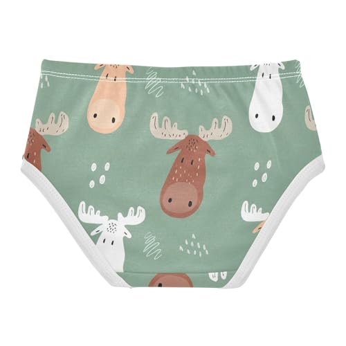 Cute Cartoon Moose Sage Green Cute Panties Girl Girls Underwear Toddlers Cotton Flower Kids Undies Briefs 2t2