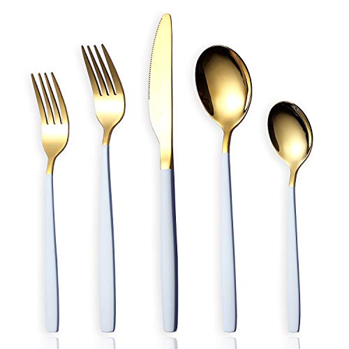 HOMQUEN 20-Piece Silverware Flatware Cutlery Set,Stainless Steel Utensils Service Set for 4,Mirror Finish,Dishwasher