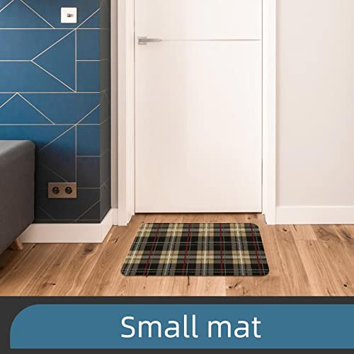 Lorvies Tartan Plaid Brown Coffee Pattern Indoor Door Mat, Non-Slip Absorbent Doormat Inside Floor Mats Area Rug For Entryway, Machine Washable Entrance Rug Outdoor 20X47 #TOP4
